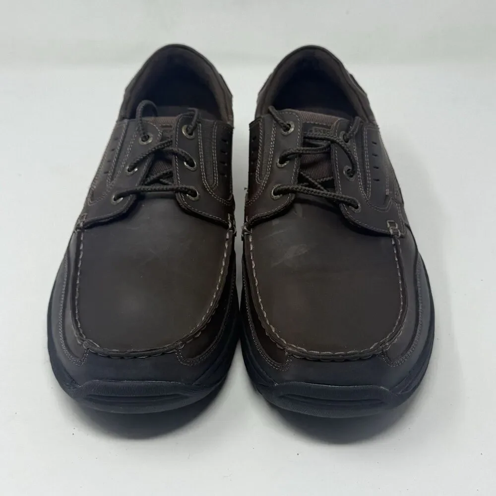 Skechers Expected Gembel Boat Shoes Mens 13 Brown Leather Mocs Casual Comfort